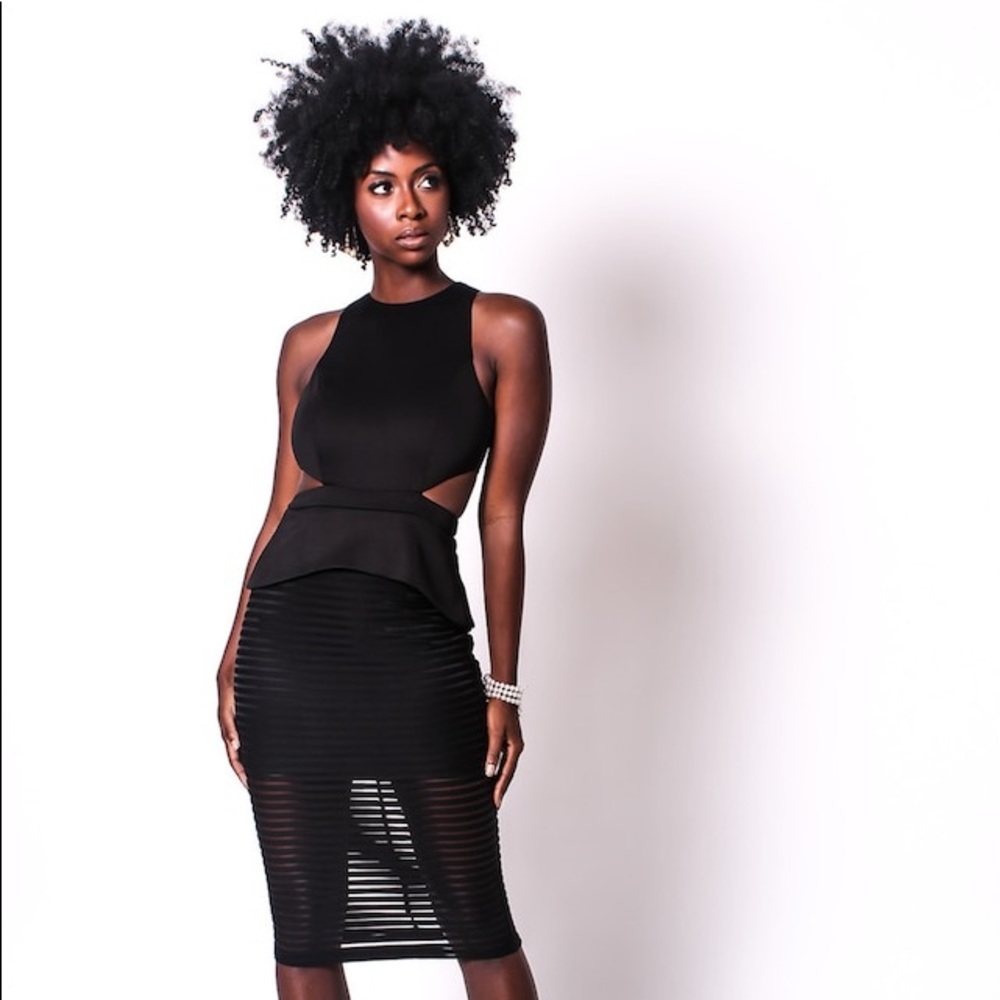 Cut-Out Back Tailored Striped Dress